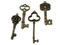 4 Mixed Antique Bronze Key Charms Metal Skeleton Key Charms